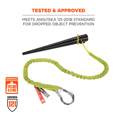 Ergodyne Squids 3100 Tool Lanyard - Carabiner and Cinch Loop - 10lbs - Lime - 10-pack
