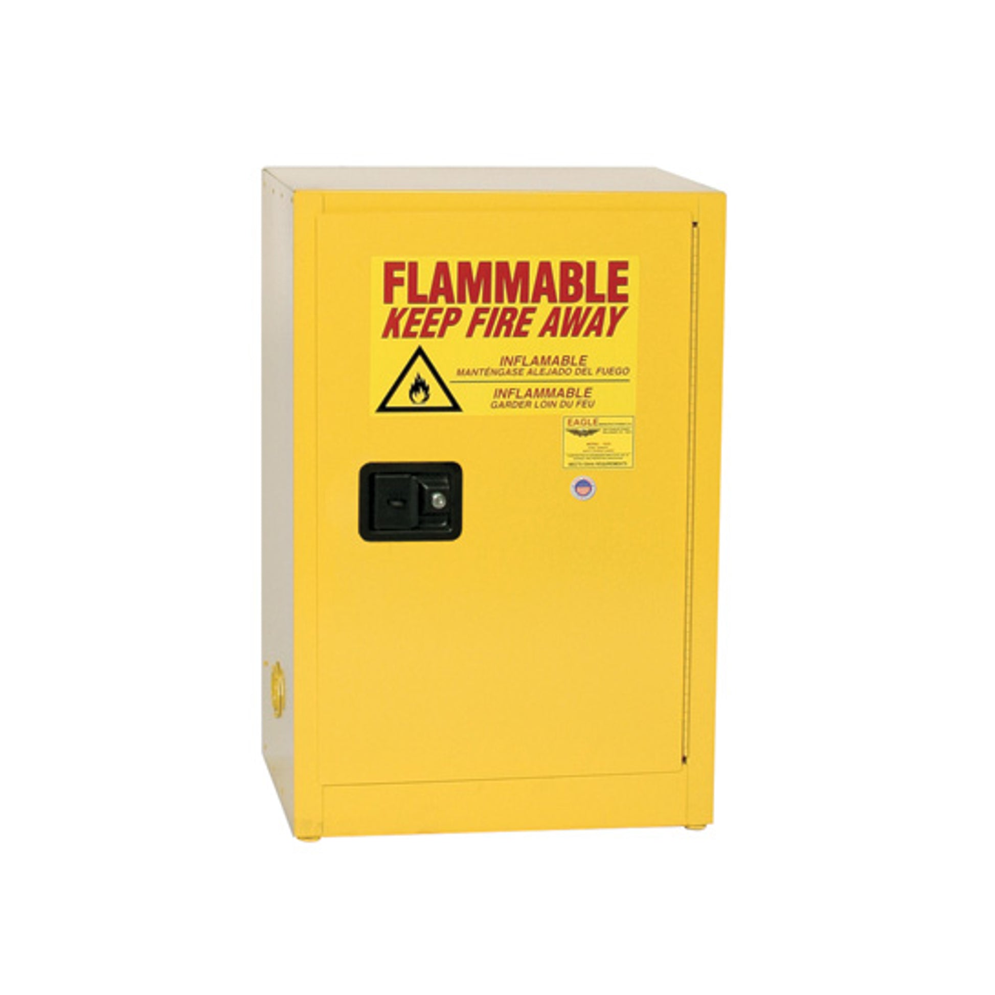 Eagle Space Saver Flammable Liquid Safety Cabinet - 12 Gallon - 1 Shelf - 1 Door - Self Close - Yellow - 1924X