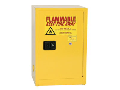 Justrite Space Saver Flammable Liquid Safety Cabinet - 12 Gallon - 1 Shelf - 1 Door - Manual Close - Yellow - 1925X