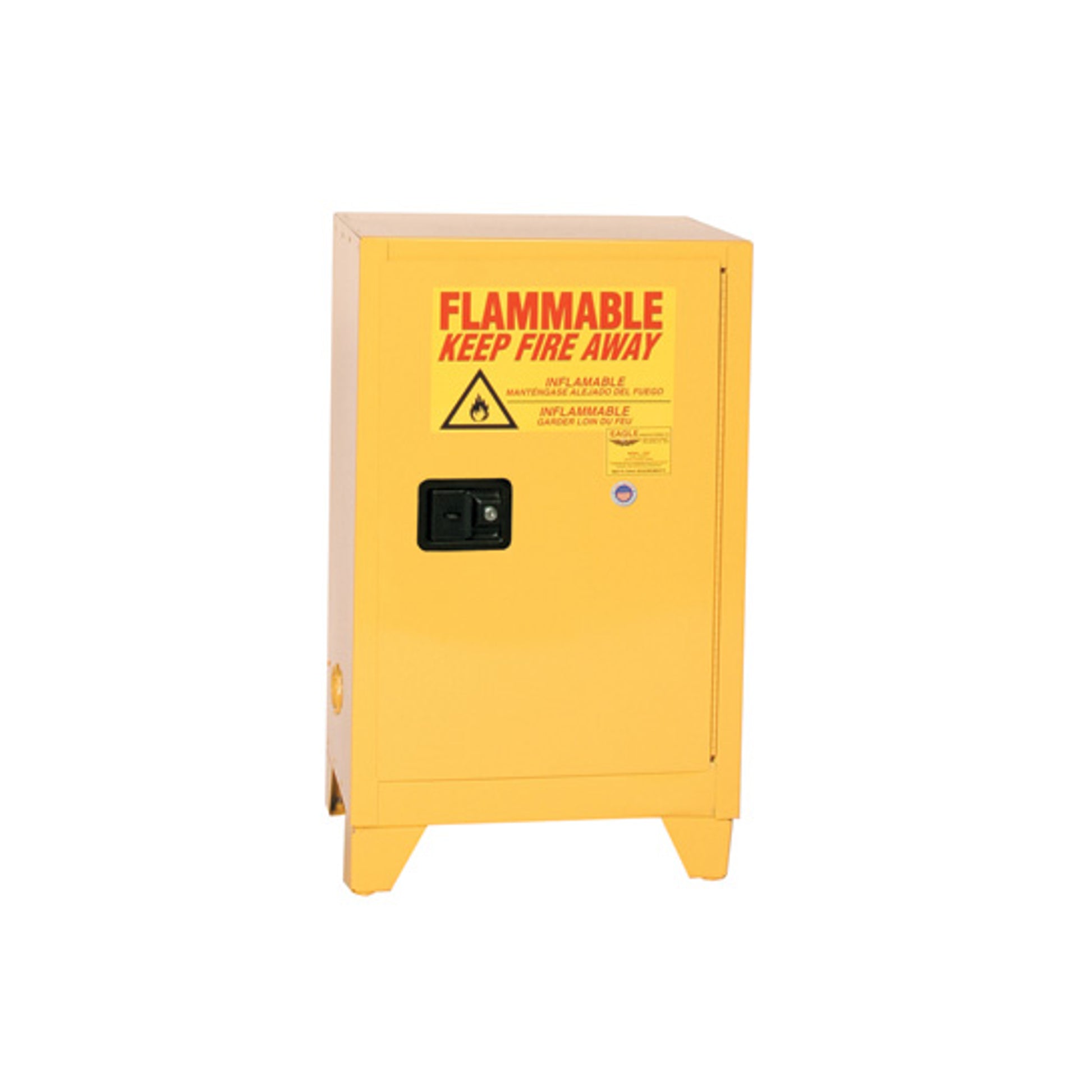 Eagle Tower Space Saver Safety Cabinet - 12 Gallon - 1 Shelf - 1 Door - Manual Close - Yellow - 1925XLEGS