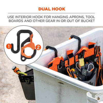 Ergodyne Squids 3178 Locking Aerial Bucket Hook with Tethering Point - Black and Orange - 3in (7.6cm) - 2-pack