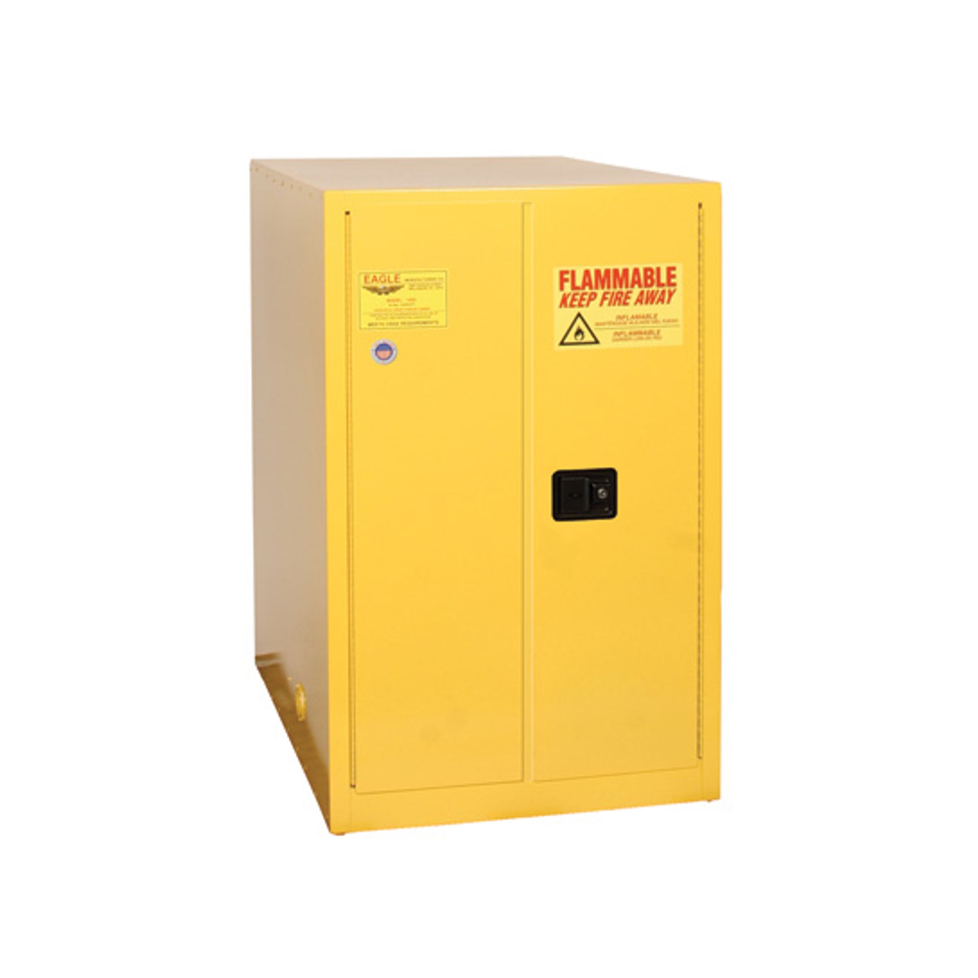 Eagle One Drum Horizontal Safety Cabinet - 55 Gallon - 2 Door - Manual Close - Yellow - 1928X