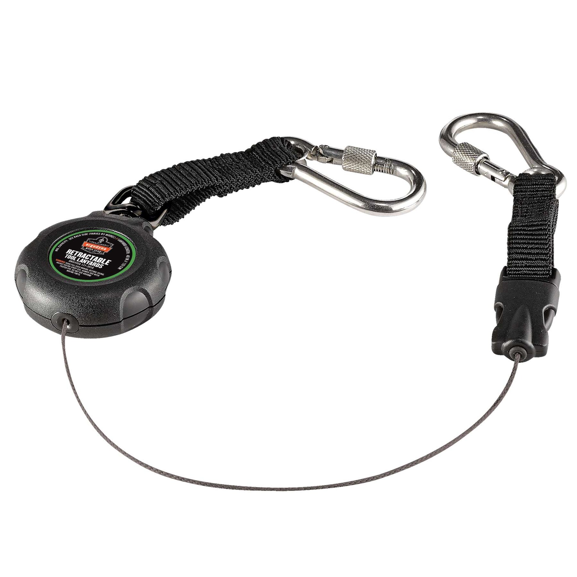 Ergodyne Squids 3000 Retractable Tool Lanyard - Dual Stainless-Steel Carabiners - 1lb