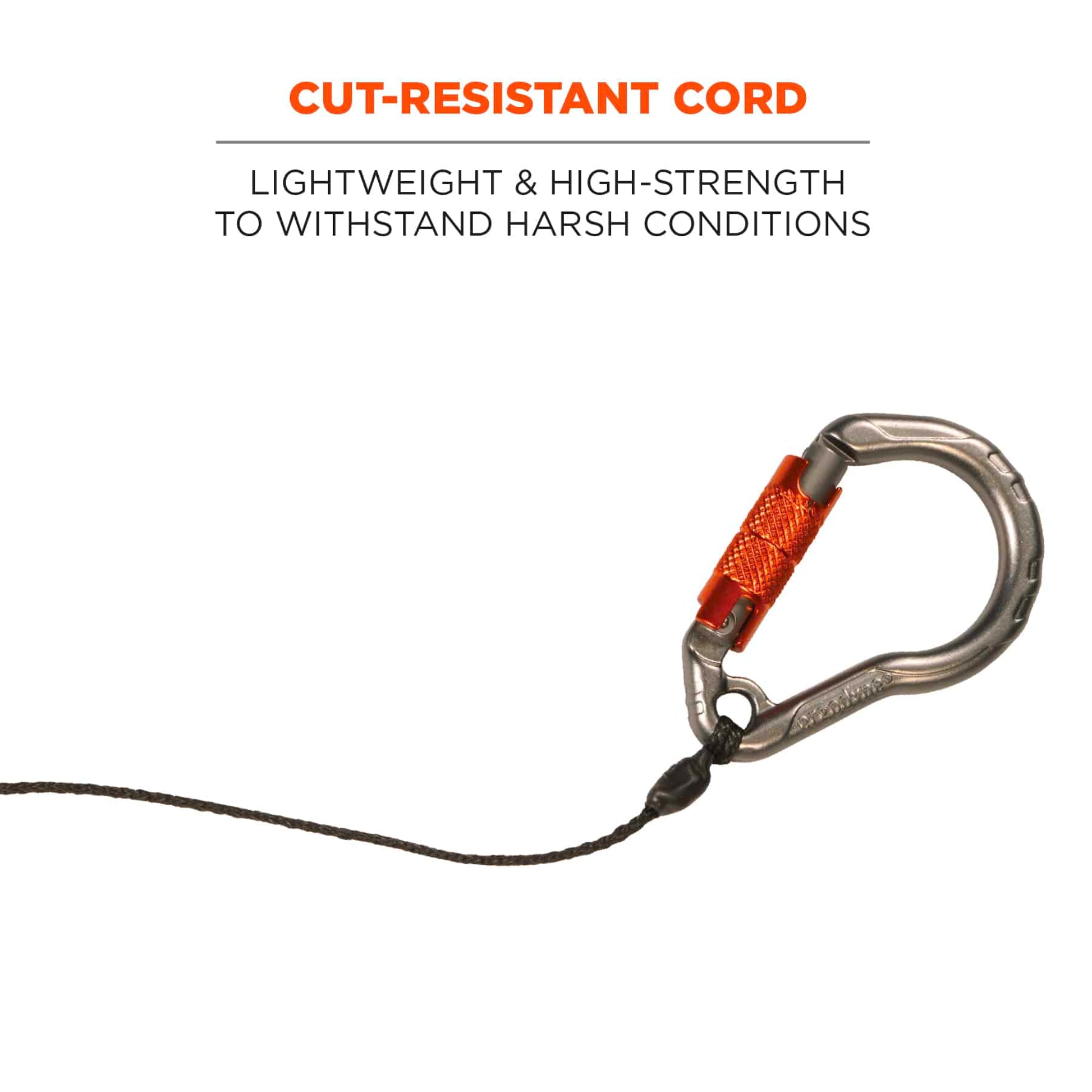Ergodyne Squids 3002 Retractable Tool Lanyard - Locking Carabiner and Belt Loop - 2lbs