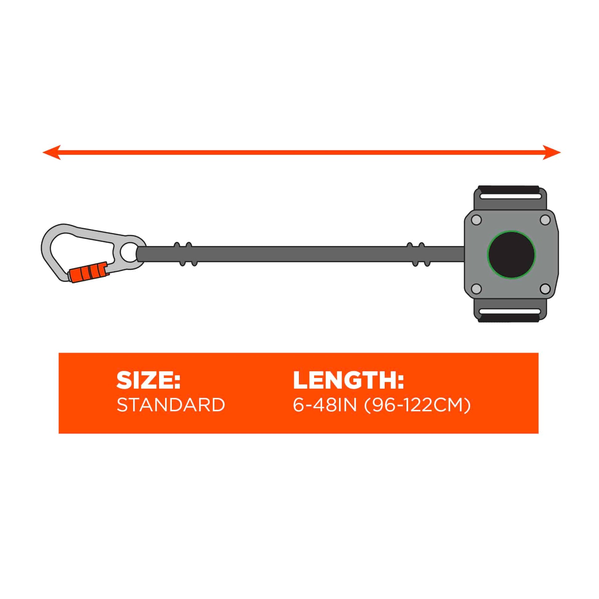 Ergodyne Squids 3002 Retractable Tool Lanyard - Locking Carabiner and Belt Loop - 2lbs