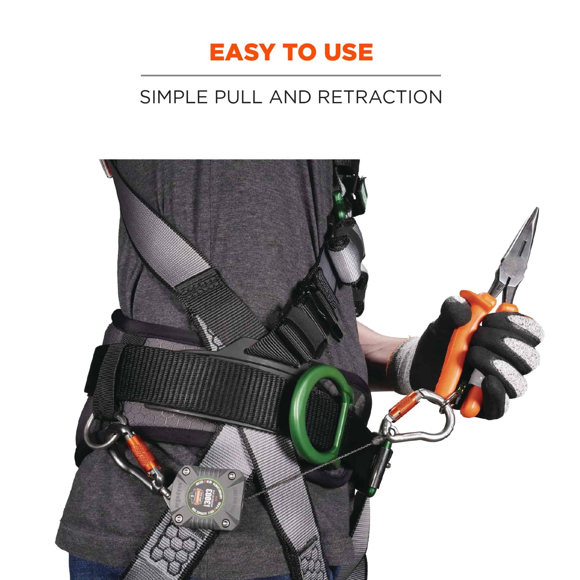 Ergodyne Squids 3003 Retractable Tool Lanyard - Dual Locking Carabiners - 2lbs