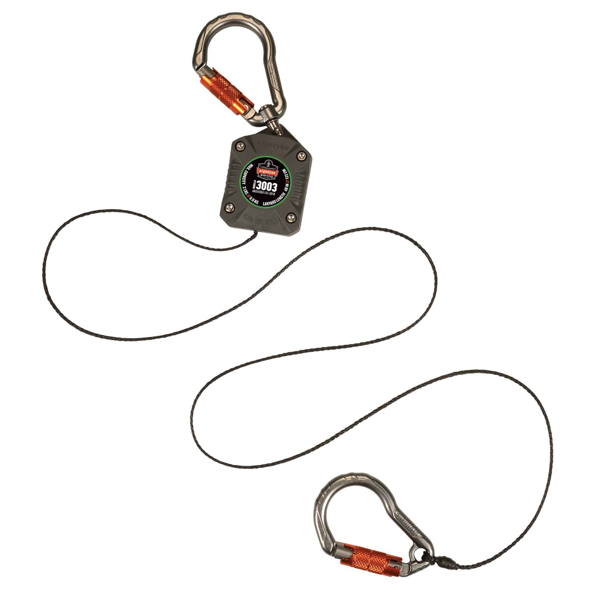 Ergodyne Squids 3003 Retractable Tool Lanyard - Dual Locking Carabiners - 2lbs