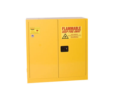 Justrite Flammable Liquid Safety Cabinet - 30 Gallon - 1 Shelf - 2 Door - Manual Close - Yellow - 1932X