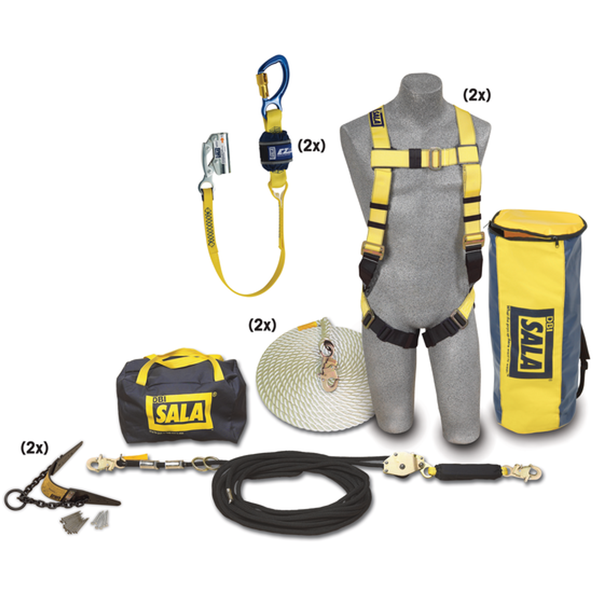 3M DBI-SALA 2 Person Roofer's Fall Protection Kit - Horizontal Lifeline System - 7611907