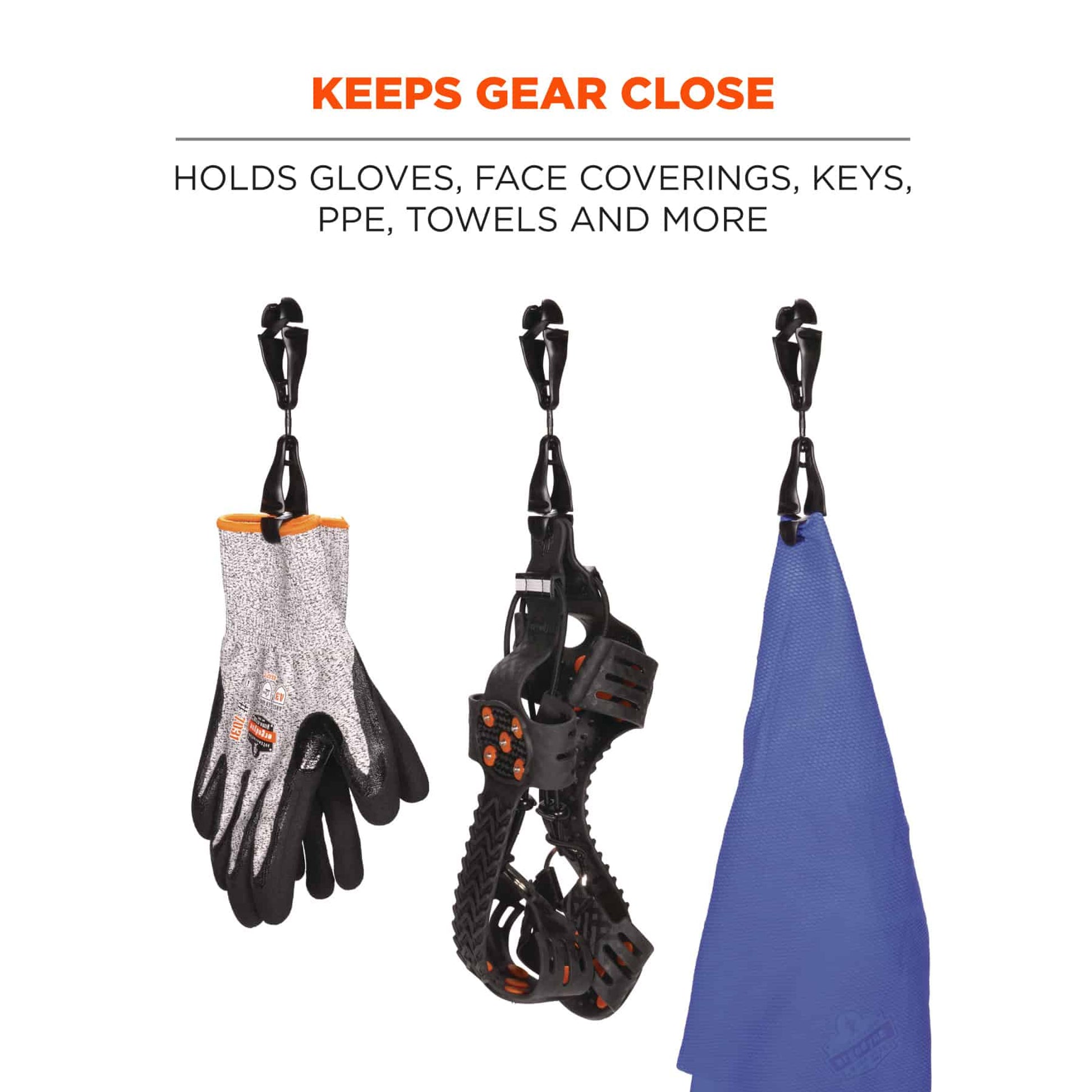 Ergodyne Squids 3420 Swiveling Glove Clip Holder with Dual Clips - Single