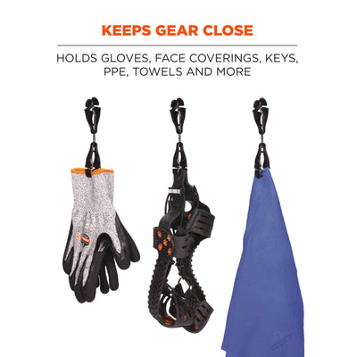 Ergodyne Squids 3420 Swiveling Glove Clip Holder with Dual Clips - Single