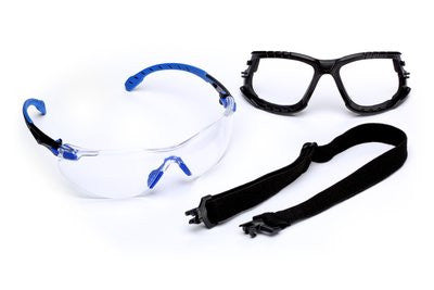 3M Solus 1000-Series S1101SGAF-KT, Kit, Foam, Strap, Black/Blue, Clear Scotchgard Anti-fog Lens 20 EA/Case