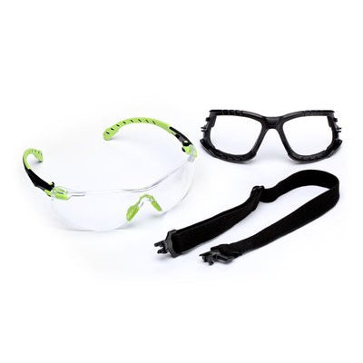 3M Solus 1000-Series S1201SGAF-KT - Kit - Foam - Strap - Green/Black - Clear Scotchgard Anti-fog Lens - Box/20 Pair