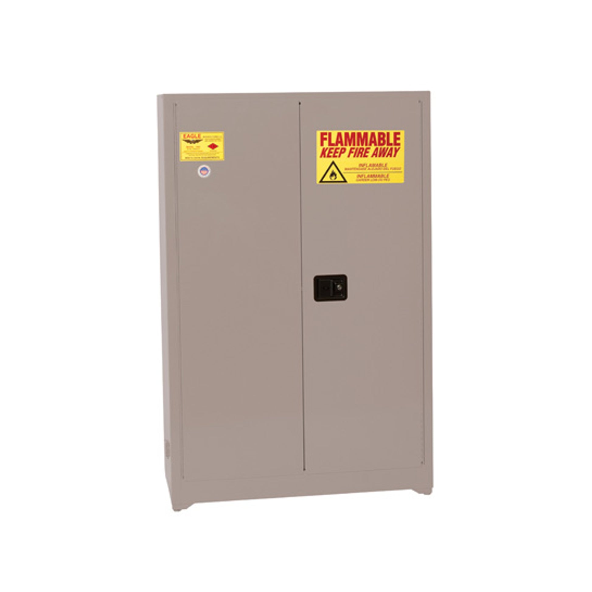 Eagle Flammable Liquid Safety Cabinet - 30 Gallon - 1 Shelf - 2 Door - Manual Close - Gray - 1932XGRAY