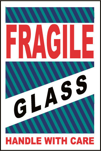 Labels Shipping And Packing Fragile Glass Handle With Care 4 X 6 Ps Paper 500/Roll