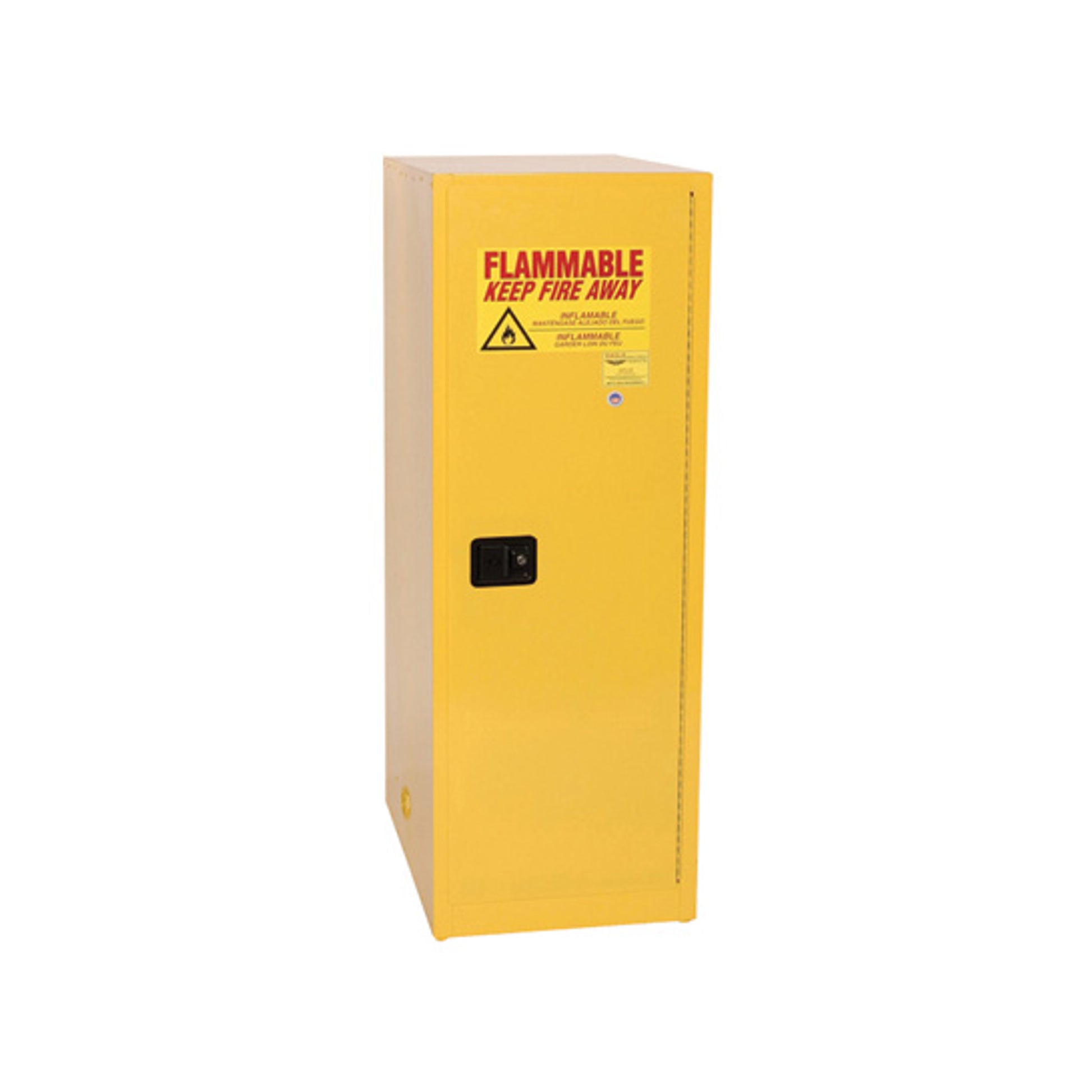 Eagle Deep Space Saver Flammable Liquid Cabinet - 48 Gallon - 3 Shelves - 1 Door - Manual Close - Yellow - 1946X