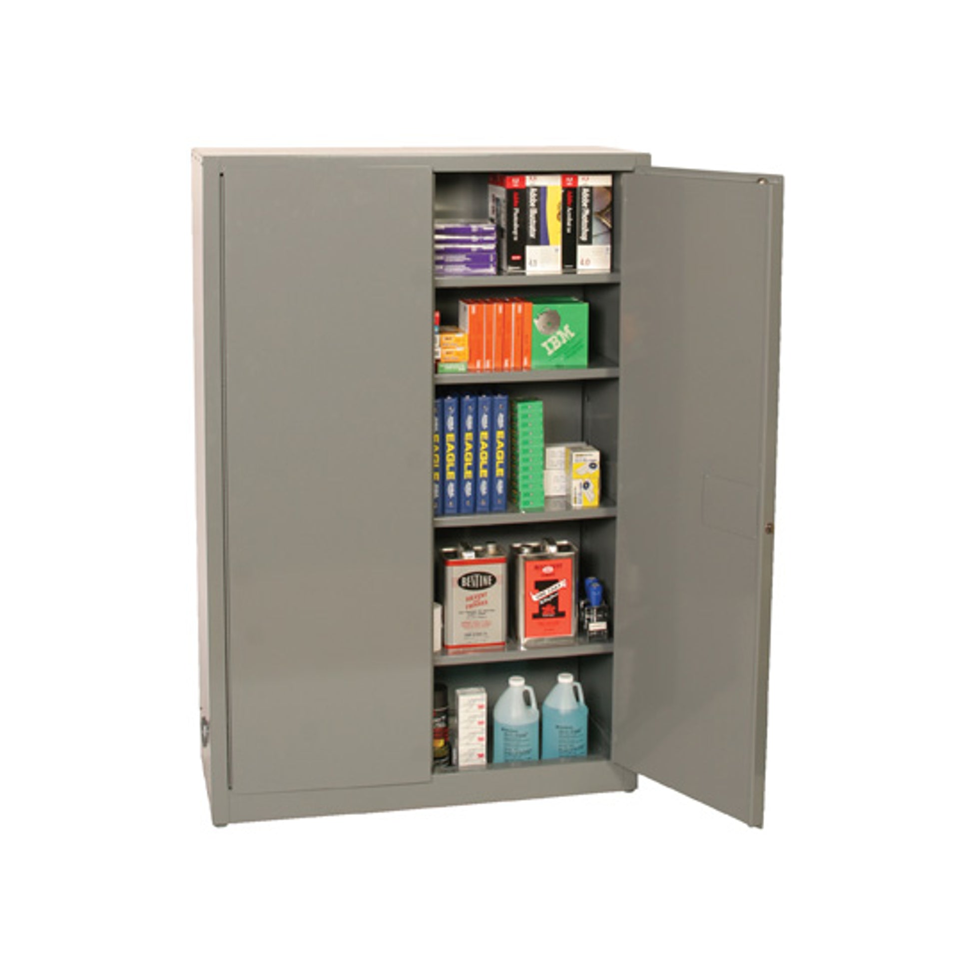 Eagle Flammable Liquid Safety Cabinet - 45 Gallon - 2 Shelves - 2 Door - Manual Close - Gray - 1947XGRAY