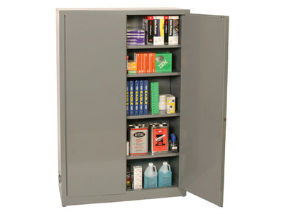 Justrite Flammable Liquid Safety Cabinet - 45 Gallon - 2 Shelves - 2 Door - Manual Close - Gray - 1947XGRAY