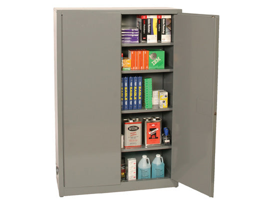 Justrite Flammable Liquid Safety Cabinet - 45 Gallon - 2 Shelves - 2 Door - Manual Close - Gray - 1947XGRAY