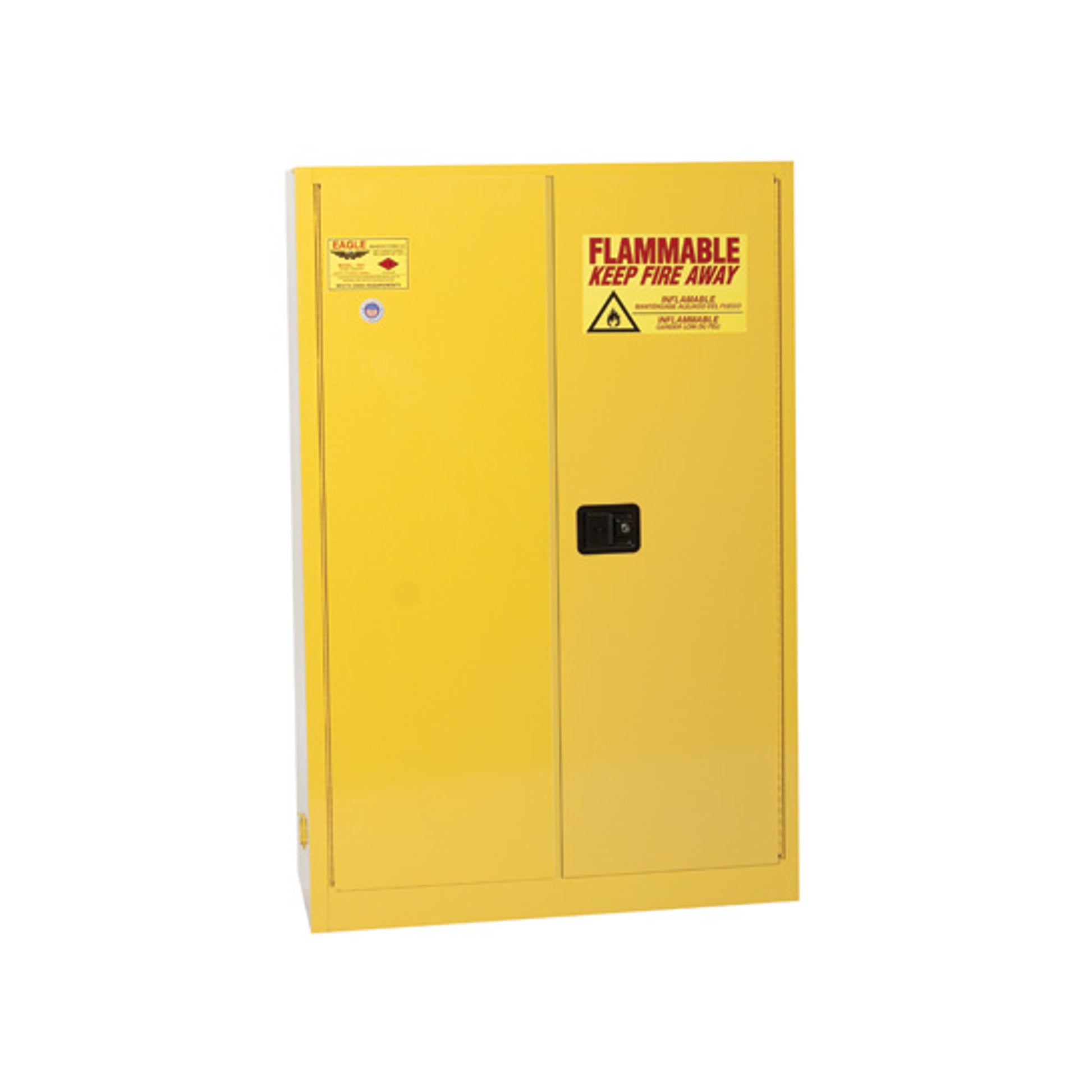 Eagle Flammable Liquid Safety Cabinet - 45 Gallon - 2 Shelves - 2 Door - Manual Close - Yellow - 1947X