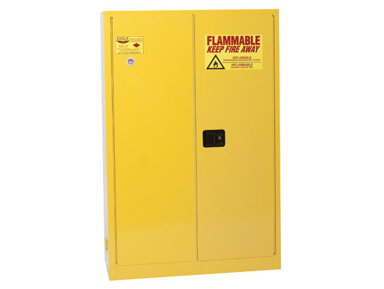 Eagle Flammable Liquid Safety Cabinet - 45 Gallon - 2 Shelves - 2 Door - Manual Close - Yellow - 1947X