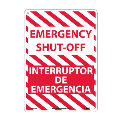 Emergency Shut-Off Bilingual 14X10 Rigid Plastic