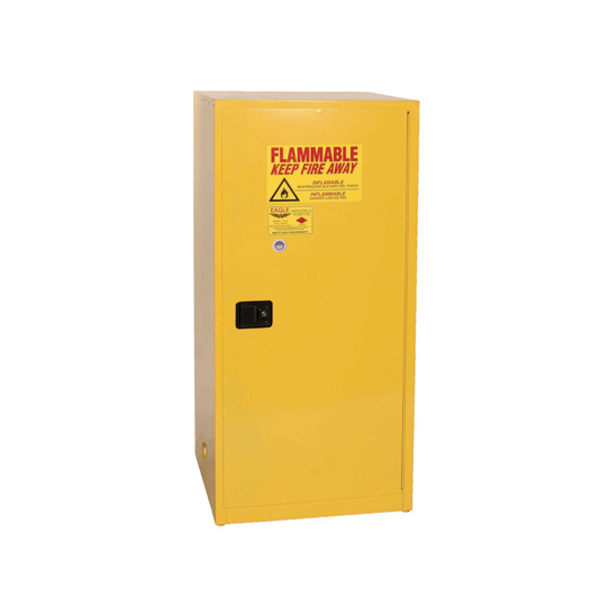 Eagle Flammable Liquid Safety Cabinet - 60 Gallon - 2 Shelves - 1 Door - Manual Close - Yellow - 1961X