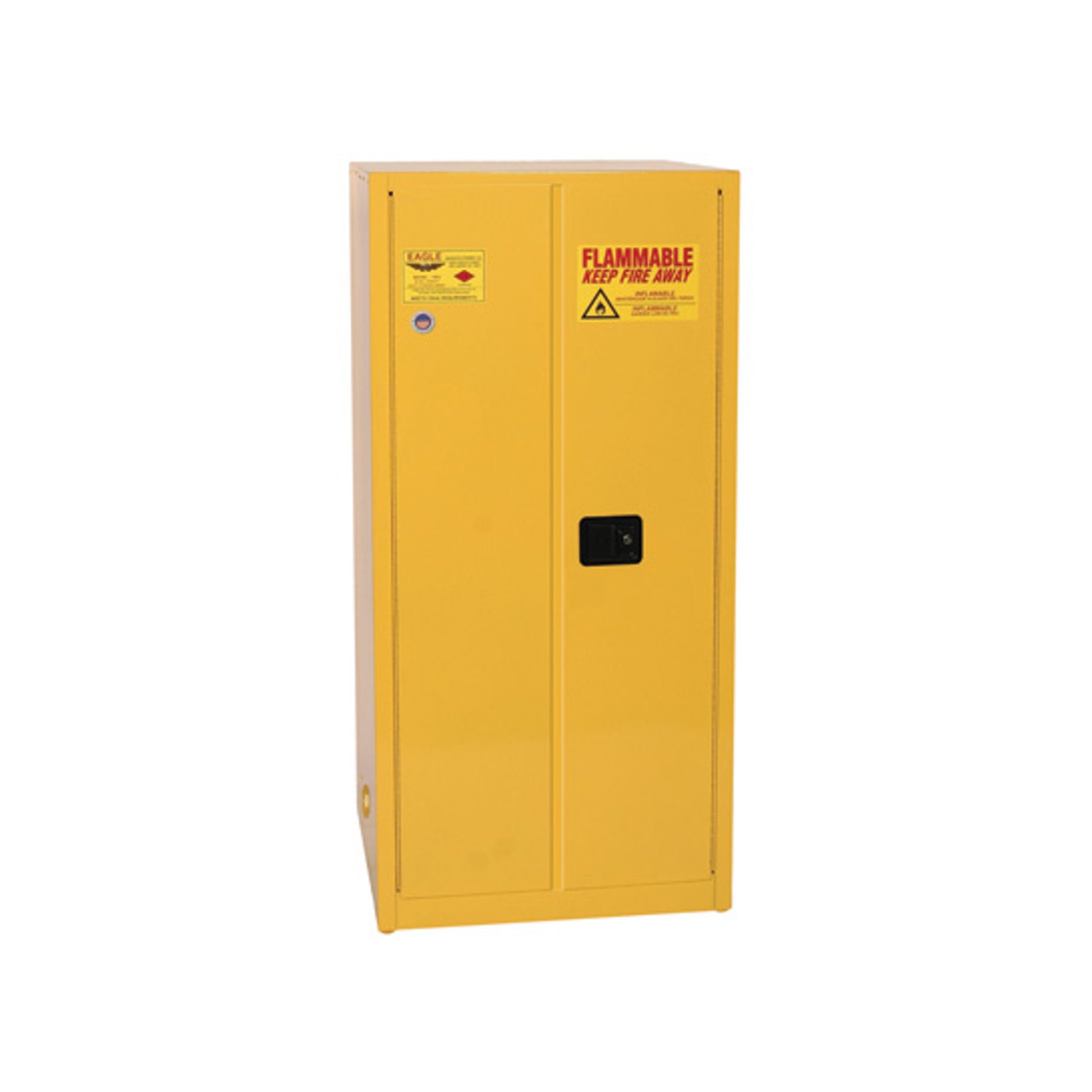 Eagle Flammable Liquid Safety Cabinet - 60 Gallon 2 Shelves - 2 Door - Manual Close - Yellow - 1962X