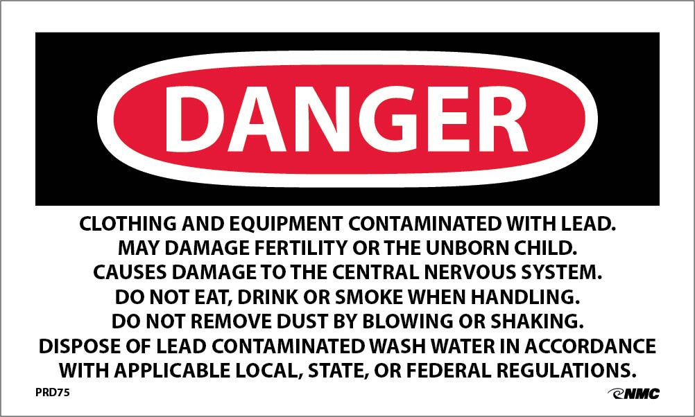 Labels Danger Lead Containing Hazardous Waste Avoid Creating Dust Rq Hazardous Substance Solid N.O.S. (Paint Residue-Lead) Na 9189 (Orm-E) 3X5 Ps Paper 500
