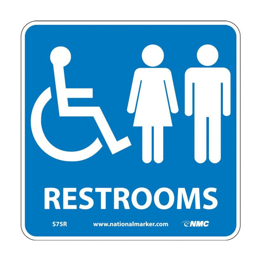 Restrooms (W/ Graphic) 7X7 Rigid Plastic
