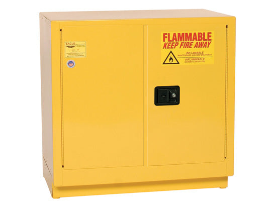 Justrite Under Counter Flammable Liquid Safety Cabinet - 22 Gallon - 1 Shelf - 2 Door - Manual Close - Yellow - 1971X