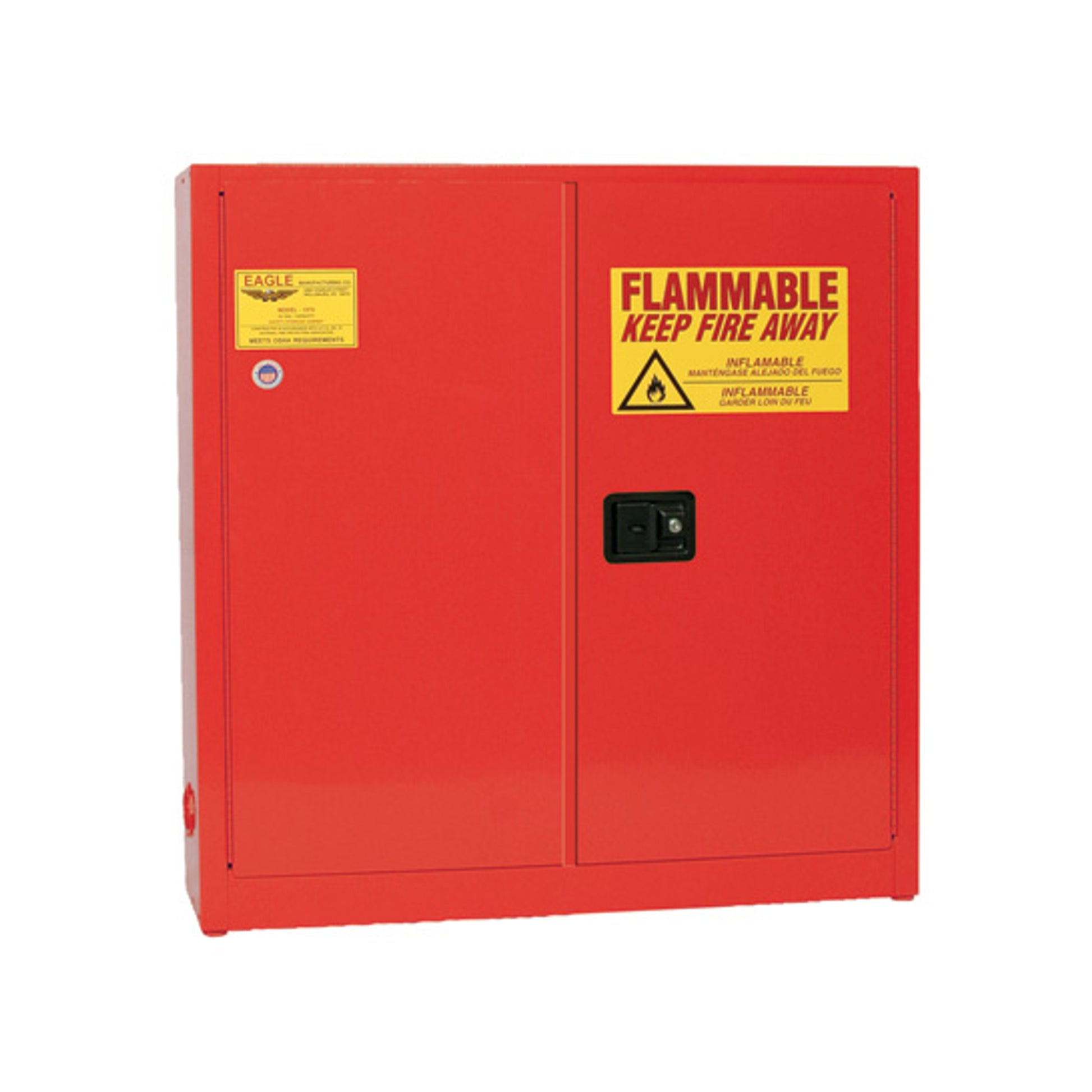 Eagle Paint and Ink Aerosol Can Safety Cabinet - 24 Gallon - 3 Shelves - 2 Door - Self Close - Red - 1975XRED