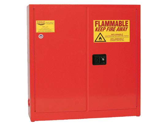 Eagle Paint and Ink Aerosol Can Safety Cabinet - 24 Gallon - 3 Shelves - 2 Door - Manual Close - Red - 1976XRED