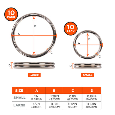 Ergodyne Squids 3785 Split Ring Tool Attachment (10-pack) - 1 in (2.5 cm)