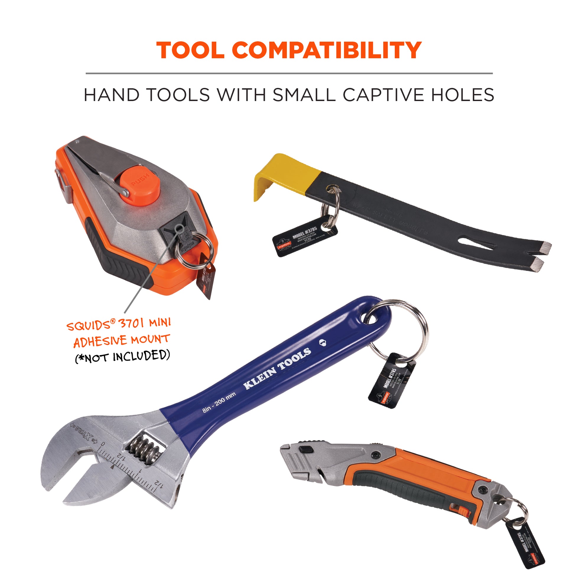 Ergodyne Squids 3785 Split Ring Tool Attachment (10-pack) - 1 in (2.5 cm)
