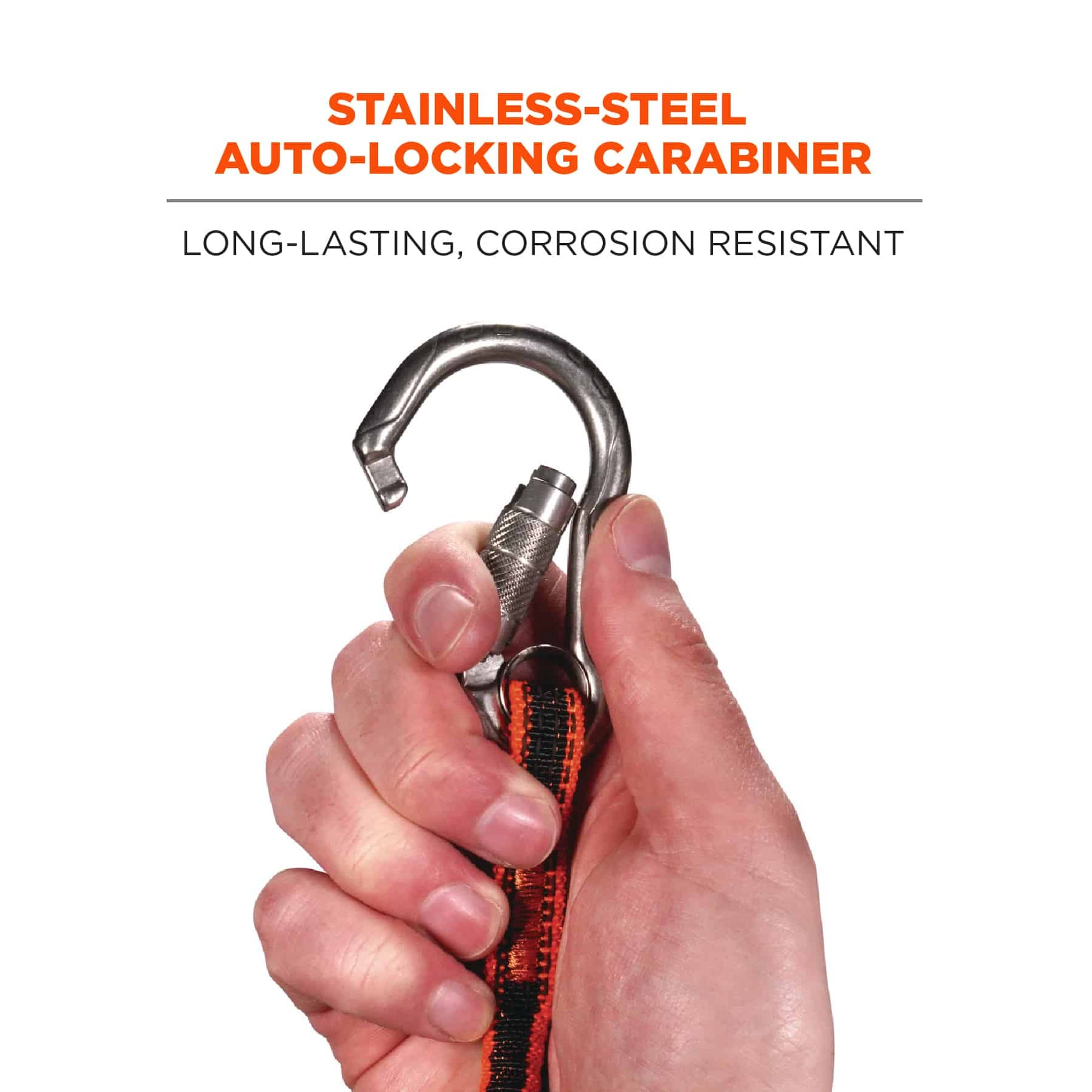 Ergodyne Squids 3101F(x) Tool Lanyard - Stainless-Steel Carabiner and Loop - 15lbs