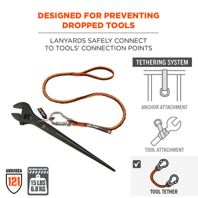Ergodyne Squids 3101F(x) Tool Lanyard - Stainless-Steel Carabiner and Loop - 15lbs