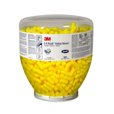 3M E-A-Rsoft Yellow Neons One Touch Refill Uncorded Earplugs 391-1004 - 500 EA/Case