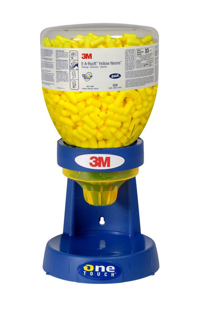 3M E-A-Rsoft Yellow Neons Uncorded Earplugs 391-1005, Large, in One Touch Dispenser Refill Bottle, Large Size 1600 EA/Case