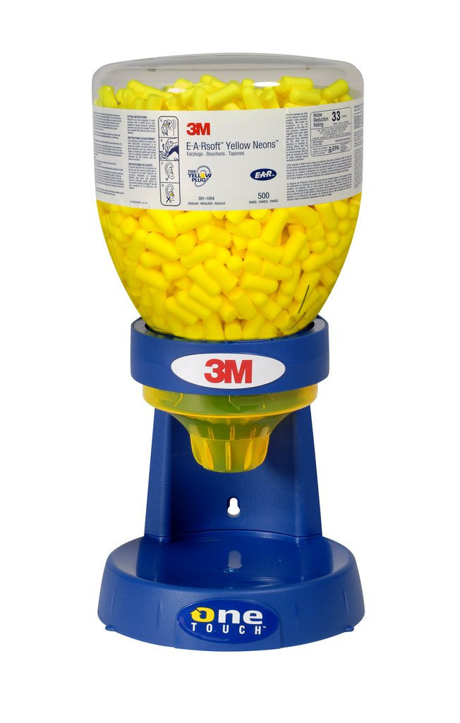 3M E-A-Rsoft Yellow Neons Uncorded Earplugs 391-1005, Large, in One Touch Dispenser Refill Bottle, Large Size 1600 EA/Case