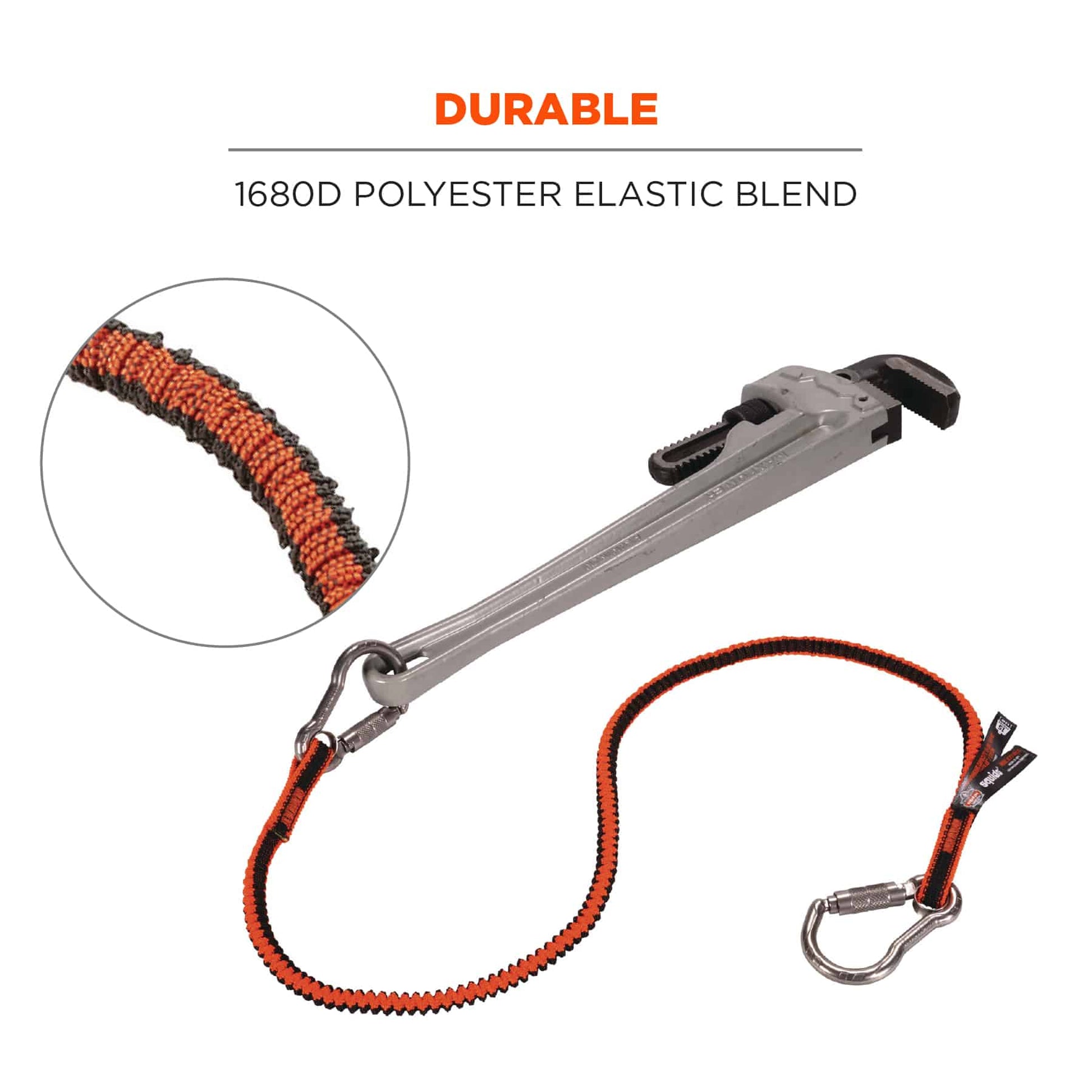 Ergodyne Squids 3111F(x) Tool Lanyard - Dual Stainless-Steel Carabiners - 15lbs