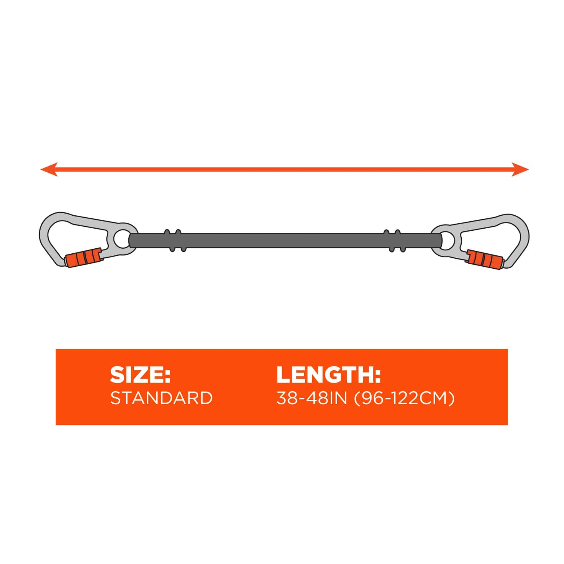 Ergodyne Squids 3111F(x) Tool Lanyard - Dual Stainless-Steel Carabiners - 15lbs