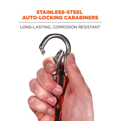 Ergodyne Squids 3111F(x) Tool Lanyard - Dual Stainless-Steel Carabiners - 15lbs