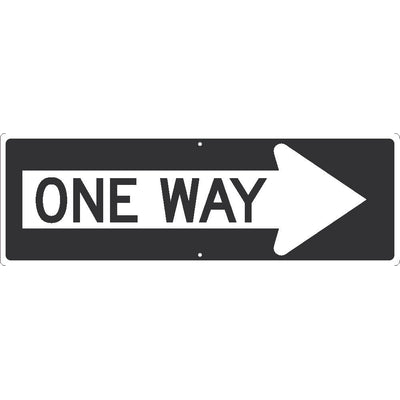 One Way Arrow Right Sign 12X36,.080 Hip Ref Alum