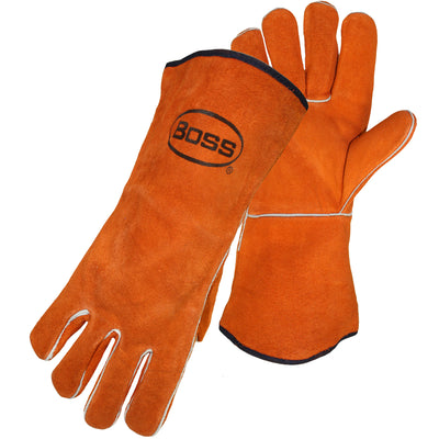 Boss Regular Grade Split Cowhide Leather Welder's Glove w/Cotton Lining - DISCONTINUED - Rust - 12/PR - 1JL0943K