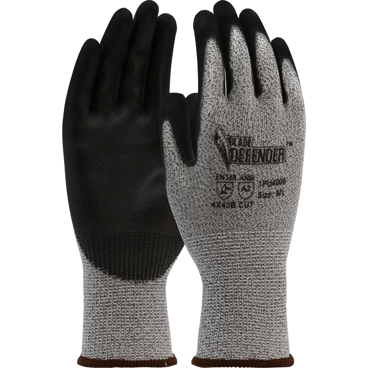 Blade Defender Seamless Knit Polykor Blended Glove w/Polyurethane Coated Flat Grip on Palm & Fingers - Gray - 12/PR - 1PU4000