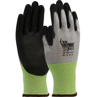 Blade Defender Seamless Knit Polykor Blended Glove w/Polyurethane Coated Flat Grip on Palm & Fingers - Touchscreen Compatible - Gray - 12/PR - 1PU7001