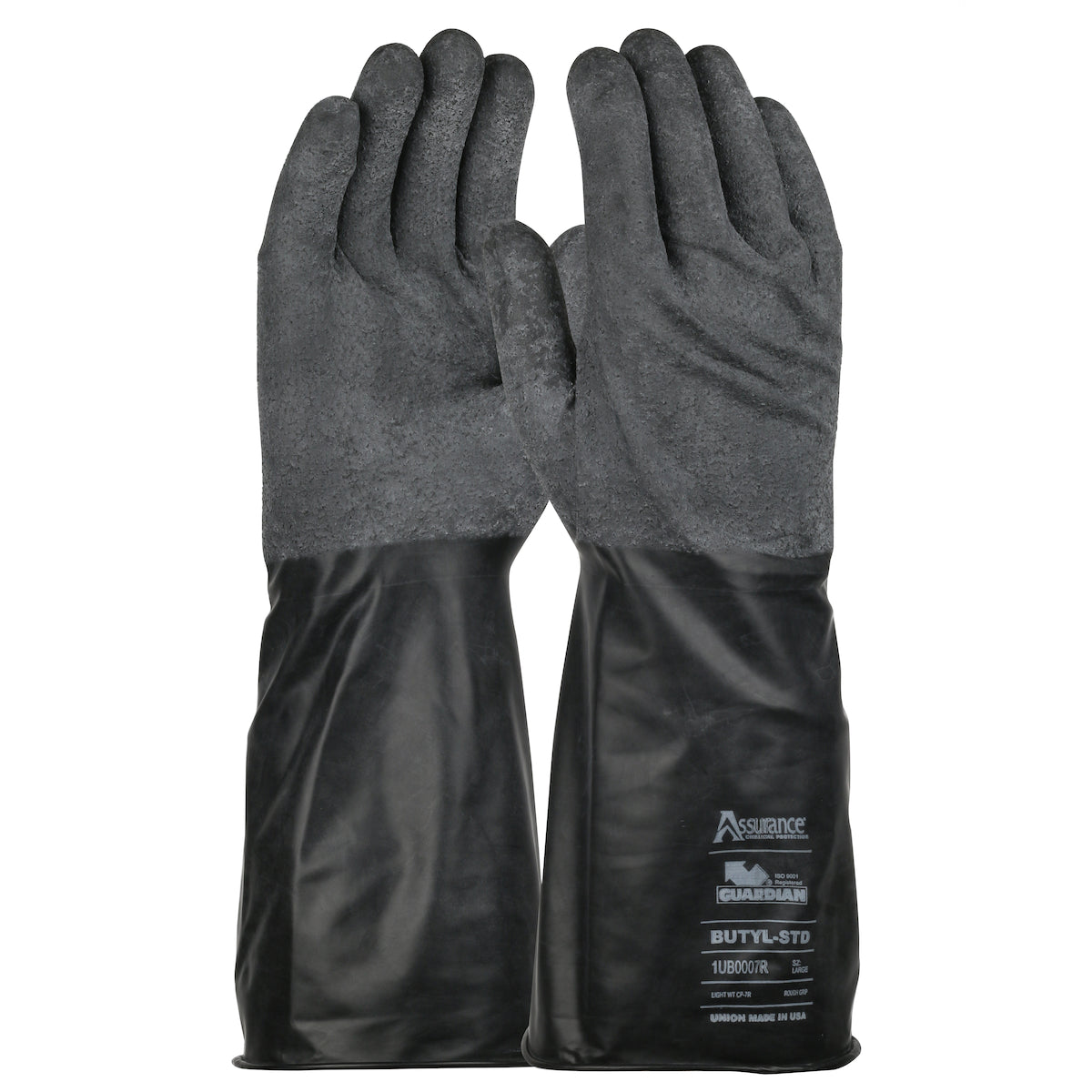 Assurance Guardian 14" Long 7 Mil Butyl Rubber Glove w/Rough-Grip - Black - 1/PR - 1UB0007R