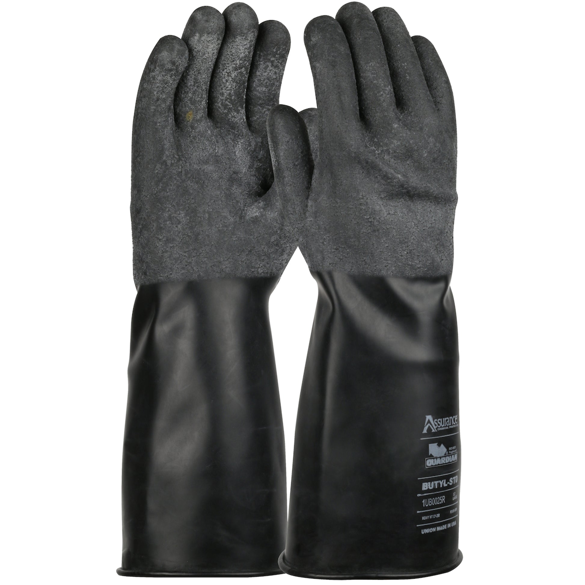 Assurance Guardian 14" Long 25 Mil Butyl Rubber Glove w/Rough-Grip - Black - 1/PR - 1UB0025R