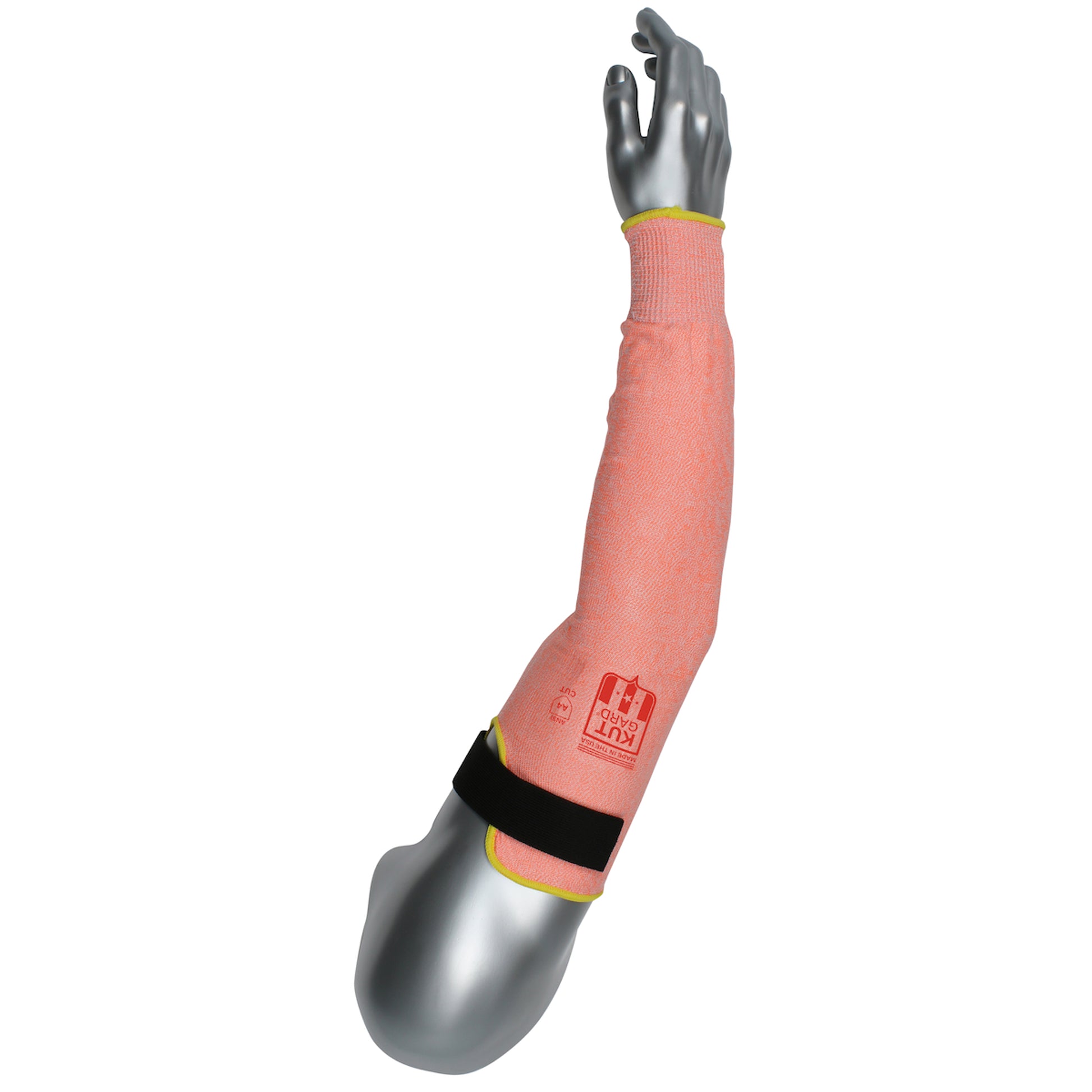 Kut Gard ATA Technology  HPPE 13 Gauge ANSI A4 Sleeve w/Top of Arm Hook & Loop Closure - Orange - 12/EA - 20-S13ATA/PE4HVO-VEL